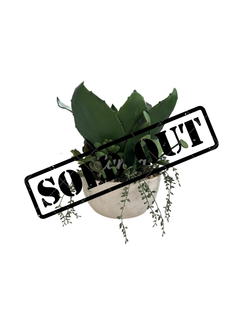 Magnolia Artificial Succulent Arrangement In Faux Concrete Bowl